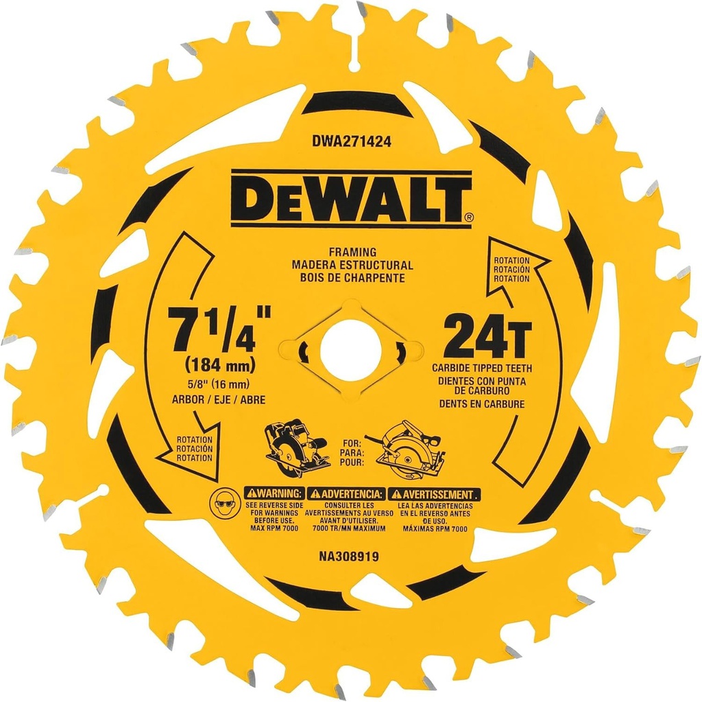 Disco Sierra Circular 7 1/4&quot; 24D DEWALT / DEWALT-Tabla-1