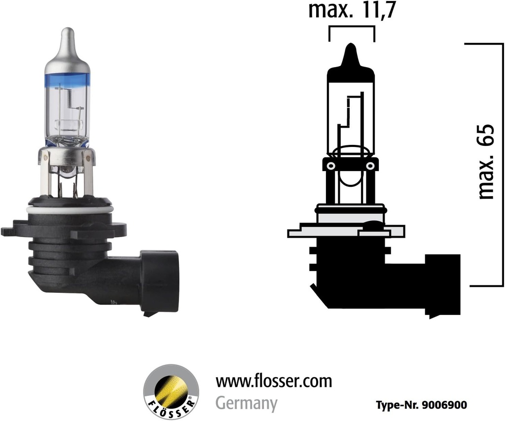 Bombilla FLOSSER / HB4 / 9006 / 12V / 51 W / ULTRA +90% BLISTER / BOSCH-
