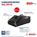 Cargador Bateria BOSCH 18V / 2 Amp HORA / GAL 18-20 / BOSCH-6-C-2 (copia)