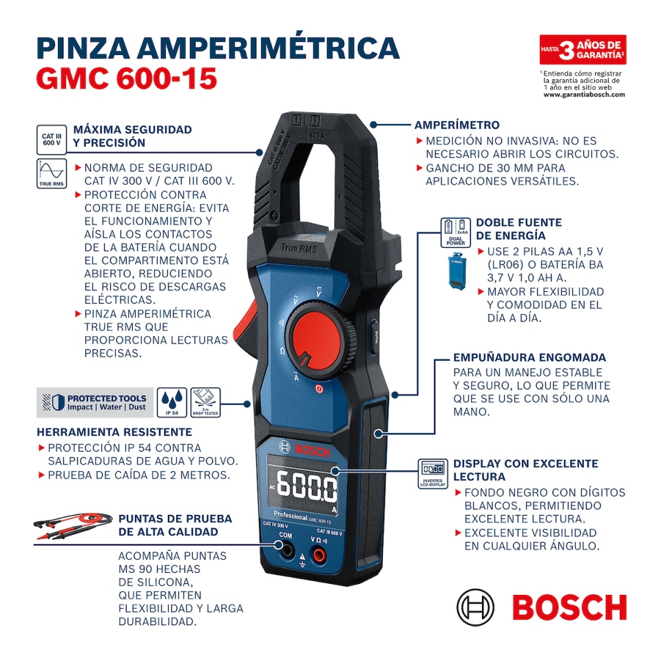 Amperímetro GMC 600-15 Professional / BOSCH-