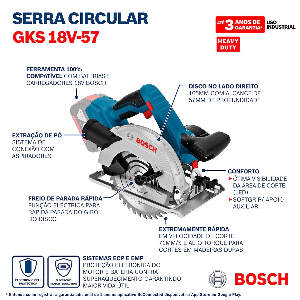 Sierra Circular 6 1/2" / 18V - GKS 18V-57 / BARETOOL / GRATIS 2-BATERIA + 1-CARGADOR / BOSCH-8-D-2-A