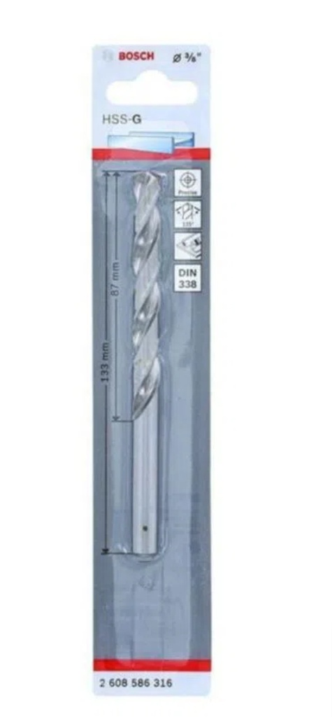 Broca Metal Madera HSS BOSCH 3/8"    BLISTER / BOSCH-TABLA-6