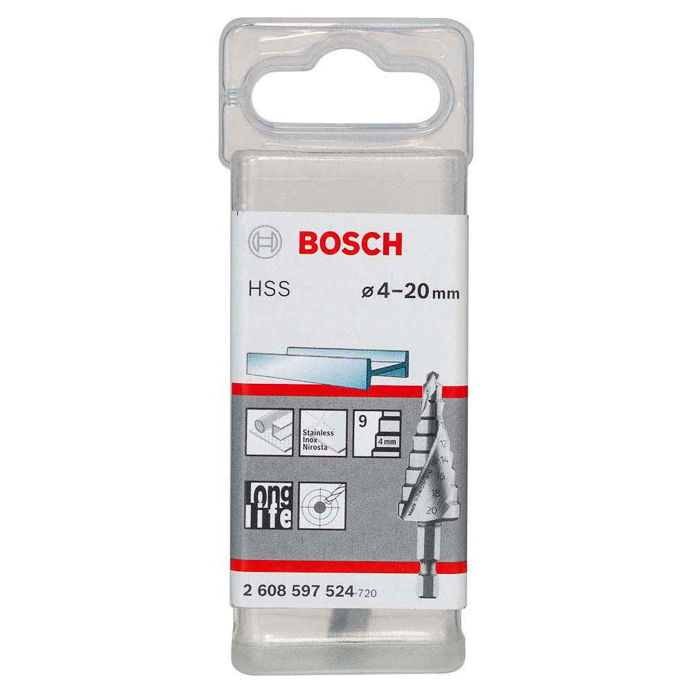 Broca Escalonada HSS/INOX 4 a 20 mm / 5/32" a 3/4" / BOSCH-EXIVICION