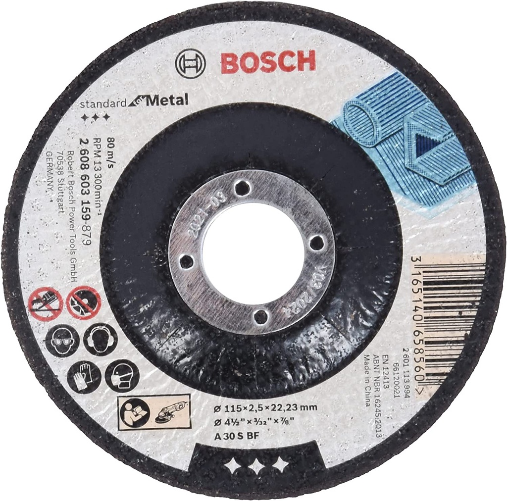 Disco abrasivo 4 1/2" Corte metal / STANDARD / 4 1/2" X 3/32" X 7/8" (115 X 2.5 X 22.23MM) / BOSCH-