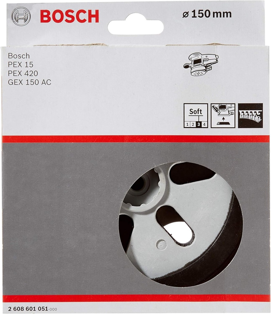 Plato Lijadora GEX 125-150 AVE BOSCH / 6" Velcro 6 Hoyos / SUAVE / BOSCH- Tabla-5
