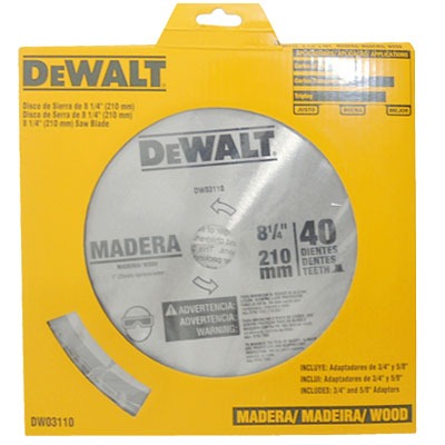 Disco Sierra Circular 8 1/4" 40D / DEWALT-Tabla-1