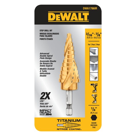 Broca Escalonada 3/16 - 7/8" Hex 1/4" DEWALT / DEWALT-TABLA-4