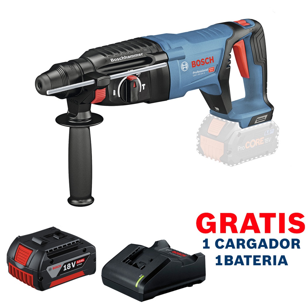 Martillo Perforador 2 KG GBH 18V-26 D / BARETOOL / GRATIS 1-BATERIA + 1-CARGADOR / BOSCH-14-D-2-A