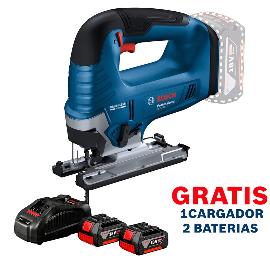 Sierra Caladora GST 185-LI / BARETOOL / GRATIS 2-BATERIA + 1-CARGADOR / BOSCH-14-B-1-C