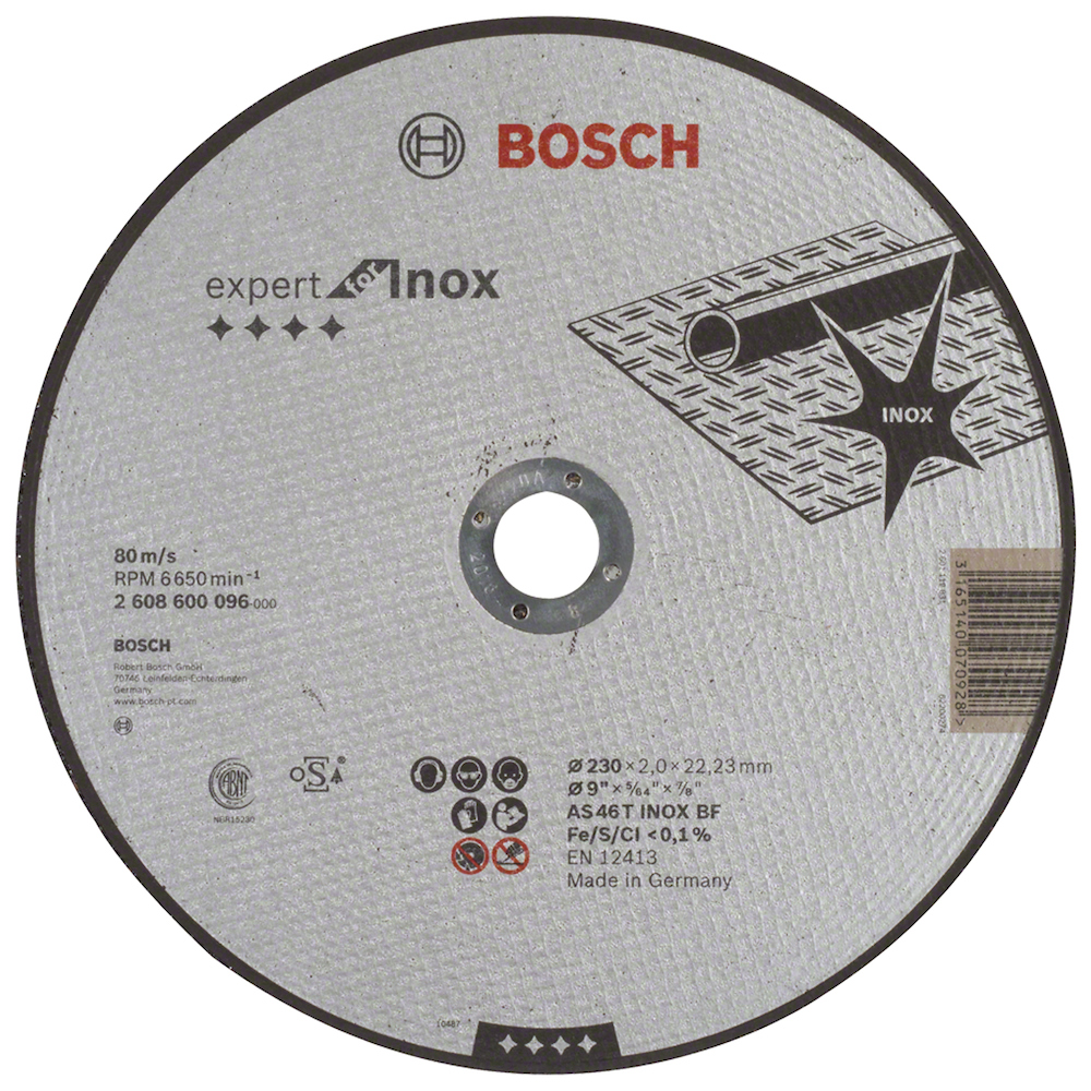 Disco abrasivo 9" Corte metal Concavo / INOXIDABLE / EXPERT / 9" X 5/64" X 7/8" (230 X 1.9 X 22.23MM) / BOSCH-