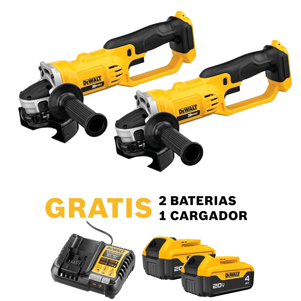 Amoladora 4 1/2" DEWALT 20V ( Combo 2 ) / BARETOOL / GRATIS 2-DCB204 1-DCB1104 / DEWALT-