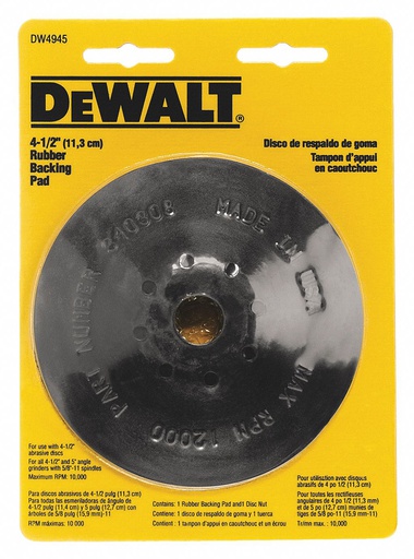 [DW4945] Plato de Hule 4 1/2" / DEWALT-Tabla-1