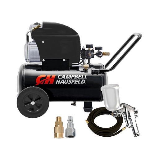 [DX240100DI] Compresor 2 HP 6 Gal CAMPBELL HAUSFELD 125 PSI / NEGRO / PISTOLA / MANGUERA / BOSCH - PISO - 1