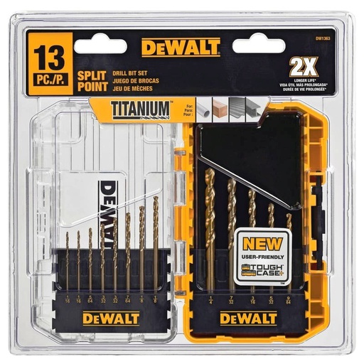 [DW1363] Kit de Brocas 13 Piezas / TITANIUM 1/16 a 1/4  / DEWALT-TABLA-4