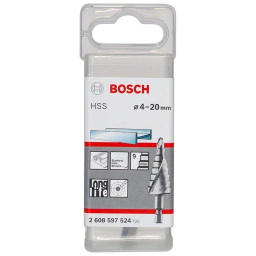 [2608597524] Broca Escalonada HSS/INOX 4 a 20 mm / 5/32" a 3/4" / BOSCH-EXIVICION