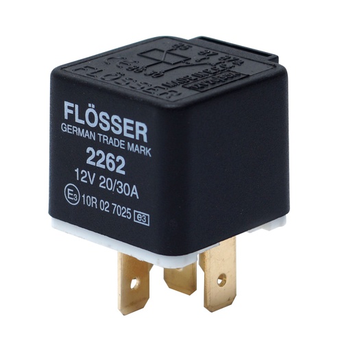 [2262] Relay FLOSSER 12V / 20 / 30 Amp 5 Terminales 87 - 87A / BOSCH-10-C-1