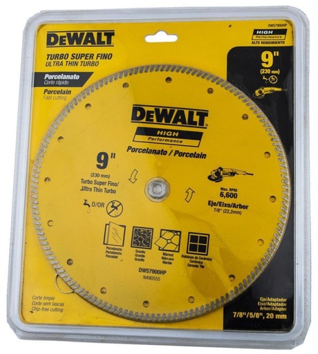 [DW57900HP] Disco de diamante 9" DEWALT Rin Continuo / ULTRA DELGADO / DEWALT-Tabla-1