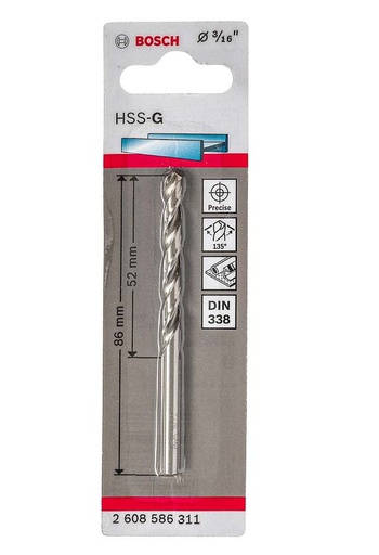 [2608586311] Broca Metal Madera HSS BOSCH 3/16"  BLISTER / BOSCH-TABLA-6