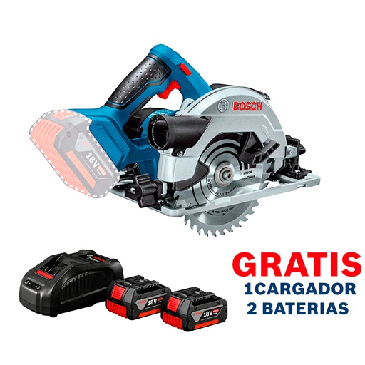 [16A2-OF] Sierra Circular 6 1/2" / 18V - GKS 18V-57 / BARETOOL / GRATIS 2-BATERIA + 1-CARGADOR / BOSCH-8-D-2-A