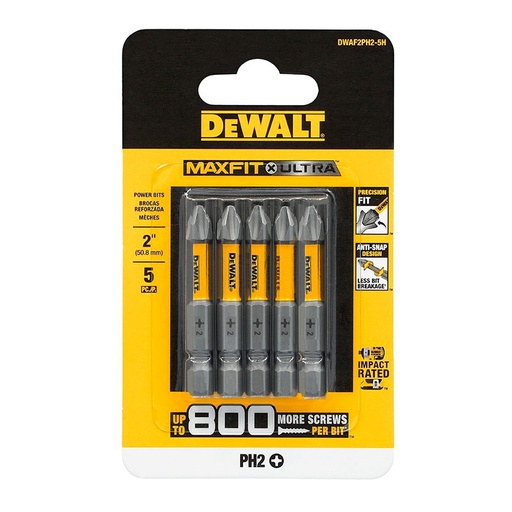 [DWAF2PH2-5H] Punta No 2 Philips de 2&quot; DeWalt / KIT 5 PUNTAS / MAXFIT ULTRA / DEWALT-5-B-2-A-1