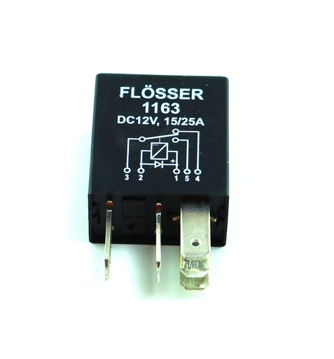 [1163] Relay Micro FLOSSER 12V / 15-25 Amp 5 Terminales / CON DIODO / BOSCH-