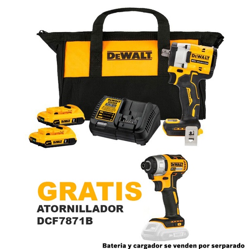 [DCF922D2-B3-7871B] Pistola de Impacto 1/2" DCF922D2-B3 2 Ah / 2- BATERIA / GRATIS DCF7871B / DEWALT-B2 PISO 2