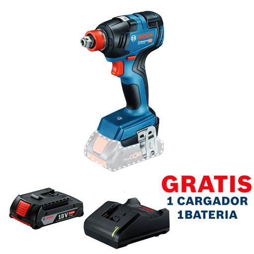 [19J2-2E0] Atornillador de Impacto 18V BOSCH GDX 18V-200 / BARETOOL / GRATIS 1-BATERIA + 1-CARGADOR / BOSCH-7-E-4-B