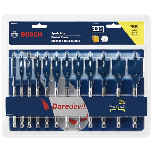 [2610050731] Broca Paleta KIT 1/4, 3/8, 1/2, 9/16, 5/8, 11/16, 3/4, 13/16, 7/8, 1, 1 1/8, 1 1/4, BOSCH / BOSCH-TABLA-6