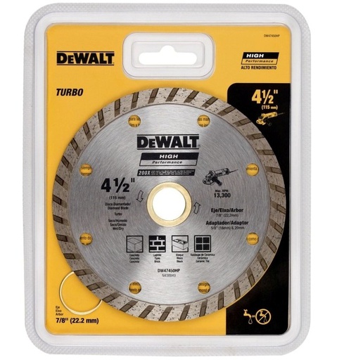 [DW47450HP] Disco de diamante 4 1/2" DEWALT / TURBO / DEWALT-Tabla-1