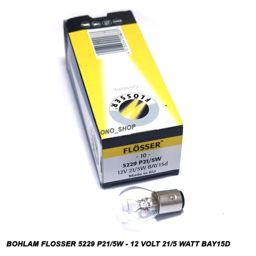 [5229] Bombilla Auxiliar FLOSSER ( 2 Contactos ) P21/5W / 12V 21/5W / BAY15D = 7528 / BOSCH-10-C-1
