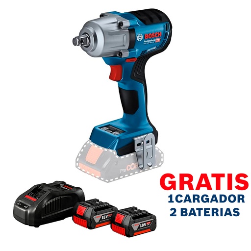 [19K4-100-OF] Pistola de Impacto 1/2" GDS 18V-450 PC 18 V / 450 NM  / BARETOOL / GRATIS 2-BATERIA + 1-CARGADOR / BOSCH-6-D-3-A