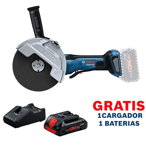 [19H6-EE1-OF] Amoladora 7" GWS 18V-180 PC / BITURBO / BARETOOL / GRATIS 1-BATERIA + 1-CARGADOR / BOSCH-14-B-2-C
