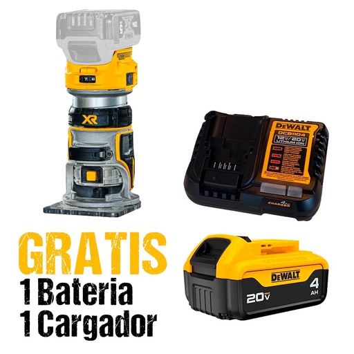 [DCW600B-OF] Router 1/4" DEWALT 20V / BARETOOL / GRATIS DCB204 + DCB1104 / DEWALT-6-D-1-B