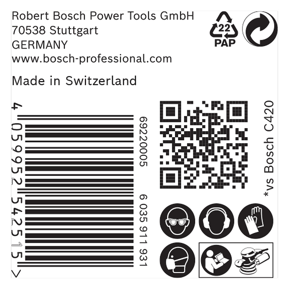 Lija Circular Gex Top BOSCH 5" G180 / 8 Hoyos / BOSCH-