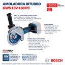Amoladora 7&quot; GWS 18V-180 PC / BITURBO / BARETOOL / BOSCH-