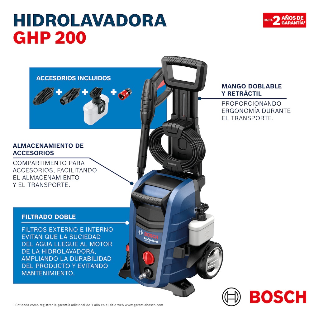 Hidrolavadora BOSCH GHP 180 / 1,800 PSI / 1600 W / 6.3Lt /Min / DEWALT-