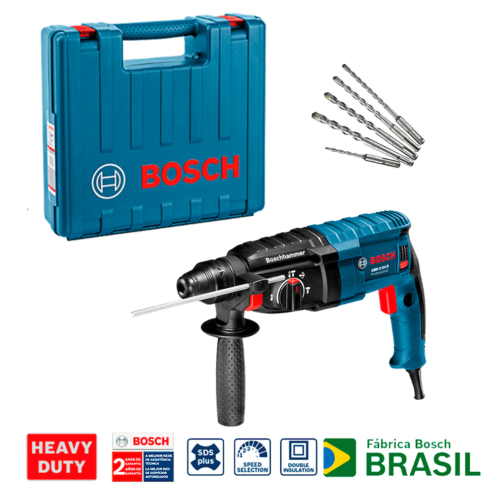 Martillo Perforador 2 KG GBH 2-24 D ( 0 611 2A0 2G1 ) + BROCAS / BOSCH-14-D-2-A