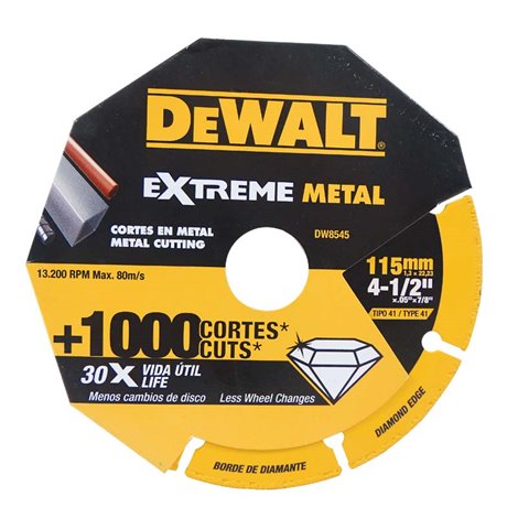 Disco abrasivo 4 1/2" Corte metal DEWALT / DIAMANTADO / DEWALT-Tabla-1