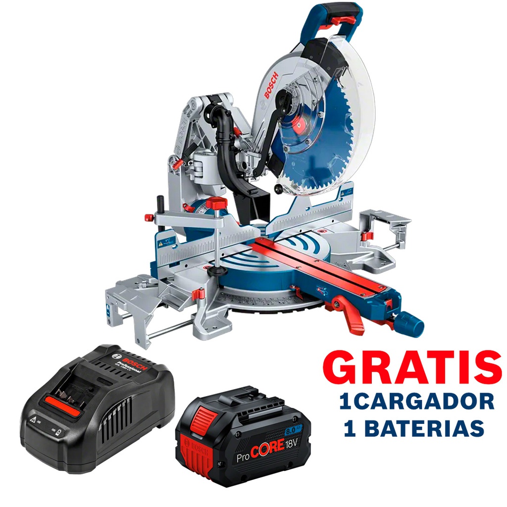 Sierra ingletadora BOSCH 12" ( Brazo Robotico ) GCM 18V-305 GDC / BITURBO / BARETOOL / GRATIS 1-BATERIA + 1-CARGADOR / BOSCH-