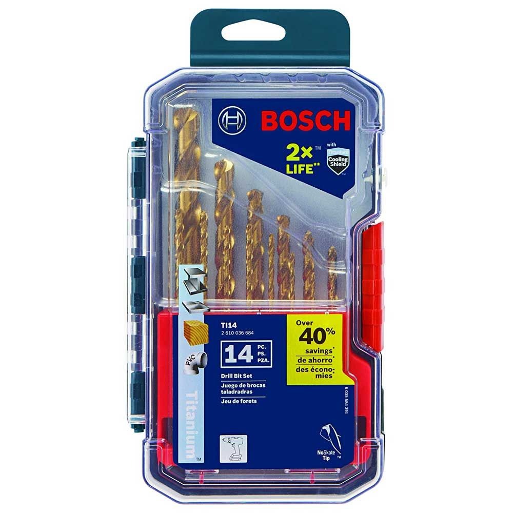 Juego de 14 Brocas 1/16" a 1/2" / TITANIO / TI14 / BOSCH-