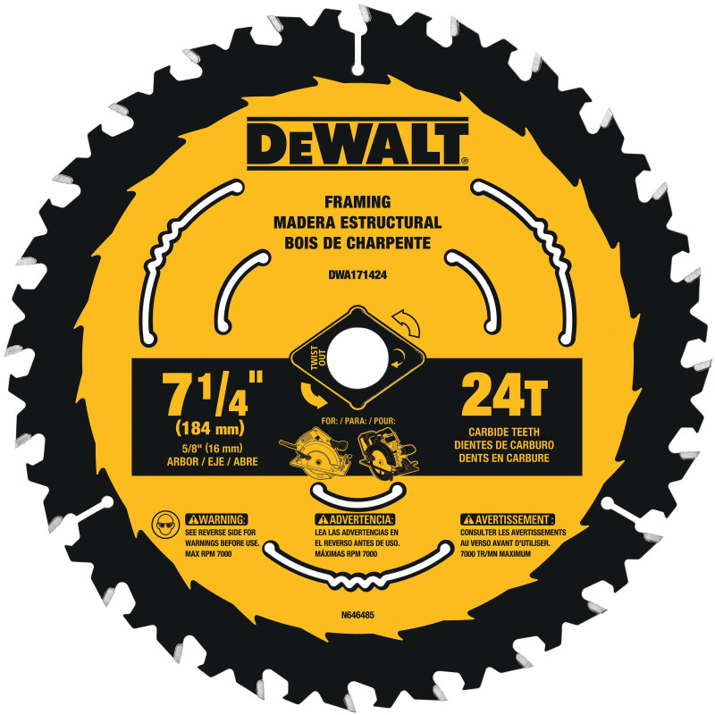 Disco Sierra Circular 7 1/4&quot; 24D DEWALT / DEWALT-TABLA-1