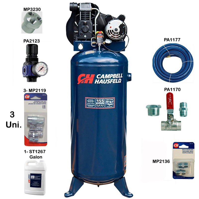 Compresor 3.7 HP 60 Gal CAMPBELL HAUSFELD C6037 / AZUL / BOSCH-