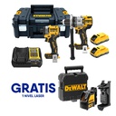 Combo Taladro DCD1007+DCF845 / 2 Bateria 4 Ah / 20 V / GRATIS DW088CG / DEWALT-