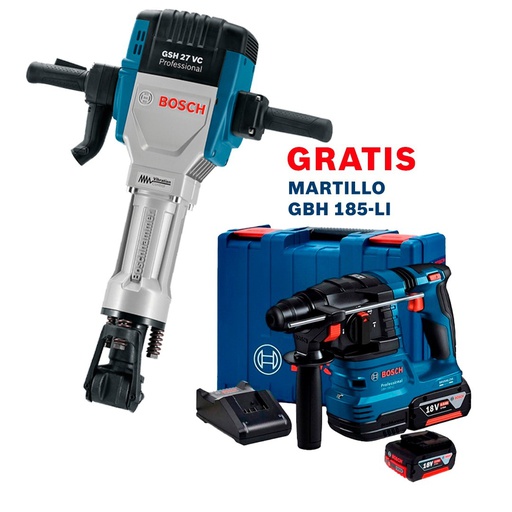 [1130A] Martillo Demoledor 27 KG BOSCH GSH 27 VC / GRATIS GBH 185-LI / BOSCH-8-1