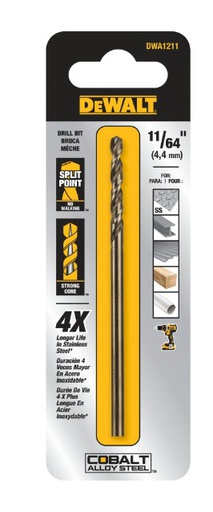[DWA1211] Broca Metal Madera Cobalto 11/64&quot; DeWalt / DEWALT-5-B-3-C-2