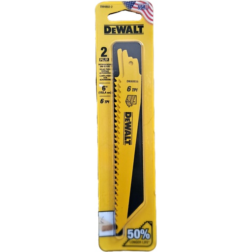 [DW4802-2] Sierra / 'Cuchilla Sable 6" DW4802-2 / MADERA 6" Largo / 6 Dientes / 2 Unidades / DEWALT-Tabla-4