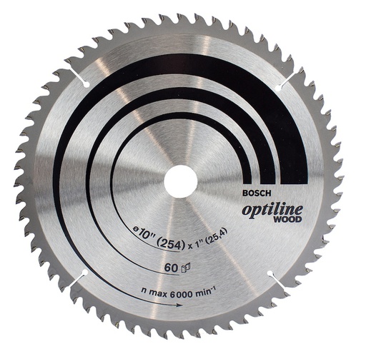 [2608640902] Disco Sierra Circular 10" 60 Dientes BOSCH / Eje 25 mm ( 1" ) 20-16 mm / BOSCH-TABLA-6