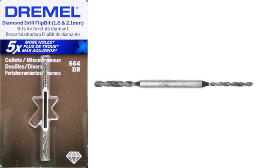 [664DR] Broca Taladradora 1.6mm 2.1mm / Vidrio y Baldosa / DREMEL / BOSCH-TABLA 2