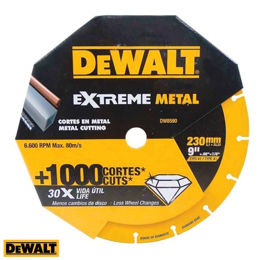 [DW8590] Disco abrasivo 9" Corte metal DEWALT Plano / DIAMANTADO / DEWALT-
