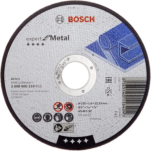 [2608600219] Disco abrasivo 5" Corte metal / EXPERT / 5" X 1/16" X 7/8" (125 X 1.6 X 22.23MM) BOSCH-7-D-3